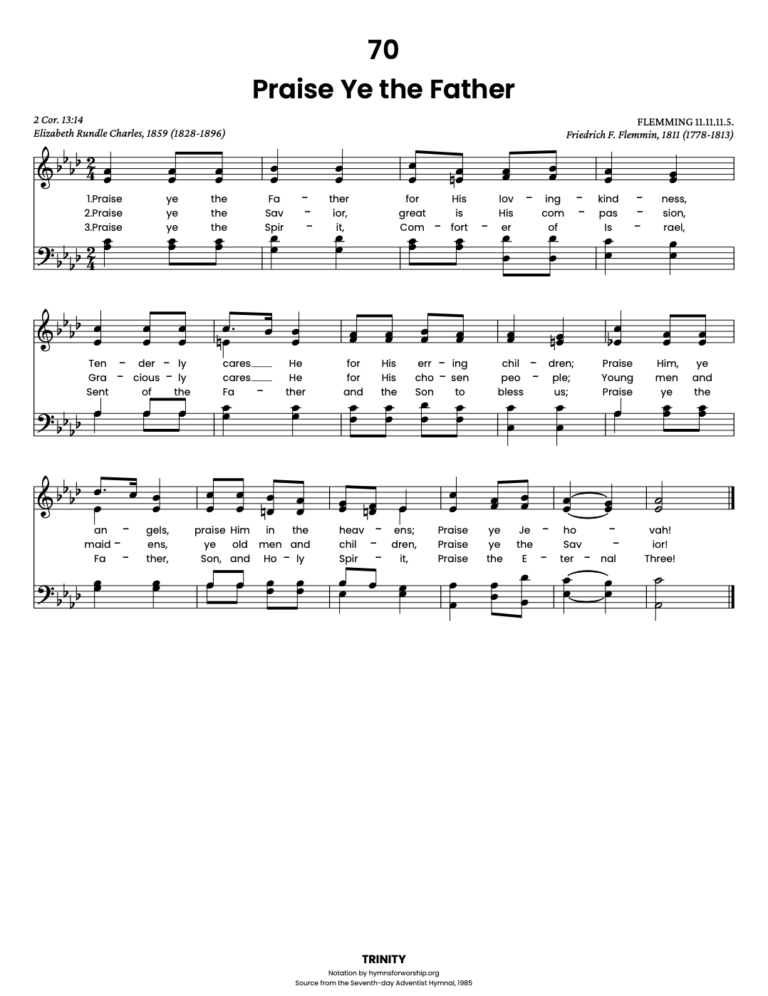 Sdah 070 Praise Ye The Father Hymns For Worship