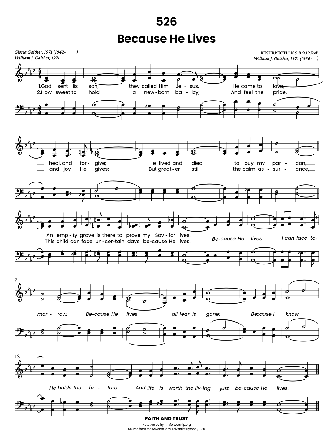 SDAH 526: Because He Lives - Hymns for Worship