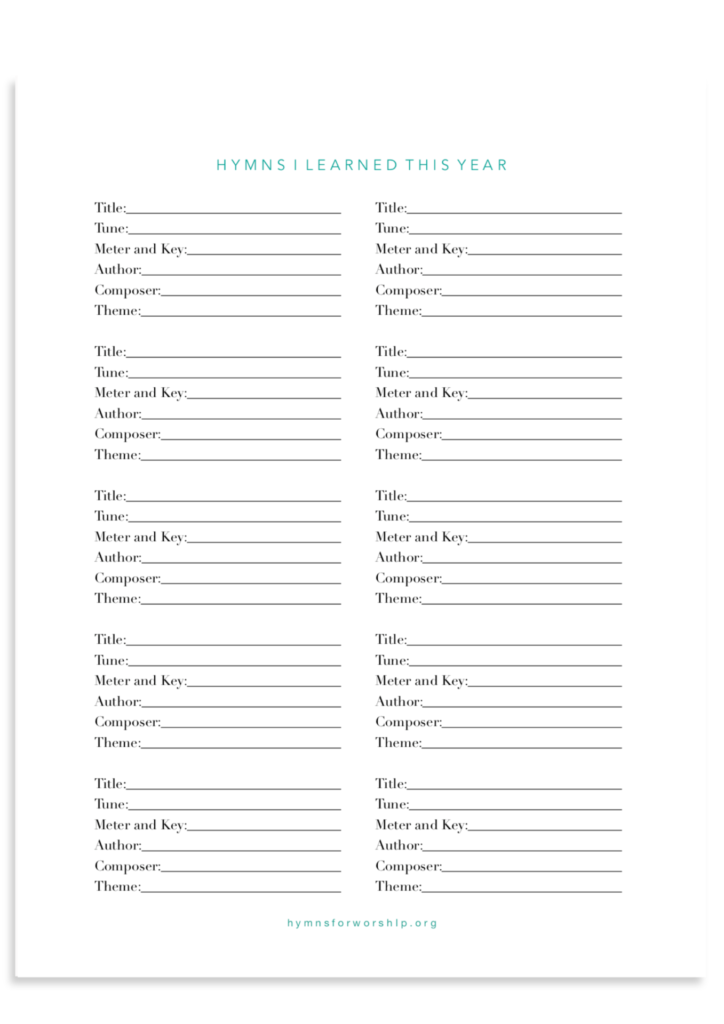 Hymns I Learned This Year Tracker